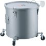 Grease bucket with wheels, 16 gallon, carbon steel, gray