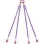Lifting slings 3 t, 4 legs polyester with hooks, 5 feet