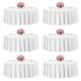 White Round Polyester Tablecloths, 120 inches, 6-pack