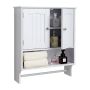 Wall-mounted bathroom cabinet, 2 doors, adjustable shelf, white