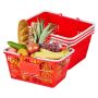 Stackable red grocery shopping baskets, 4 pcs, 21 L