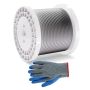 Galvanized Carbon Steel Wire Rope, 1/4 Inch, 250 Feet, 7000 Pound Tensile, 7x19 Strand, for Construction and Outdoor Structures