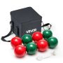 Bocce game set, 8 resin balls 107 mm, red and green, carrying bag, measuring rope