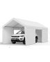 Carport 12x20 ft with side walls and door, white, UV and water resistant