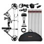 Recurve bow for shooting, adjustable 19-30 inches, 19-70 pounds, right-handed, black set