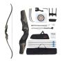 Recurve wooden bow with arrows, 60 inches, 50 pounds, right-handed