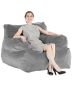 Pouf sofa with armrests, gray, plush for adults