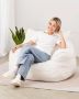 Pouf, 3 feet with armrests and pocket, white velvet