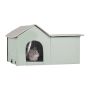 Heated outdoor cat house, temperature controlled, green, large
