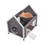 Outdoor Wooden Cat House with PVC Door Flaps, 22x30x26 inches