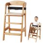 Wooden beech high chair for babies with seat cushion