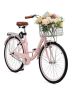 Pink 26-inch cruiser bike with 1 gear and luggage