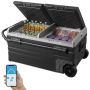 Portable car refrigerator 95 L, dual zone, with wheels and handle, 12/24V compressor