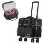 Bowling ball bag with wheels, for 2 balls, shoe compartment, handle 95 cm