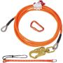 Folding 16mm steel core rope 3.6m with carabiners, 30kn arborist rope for tree climbing