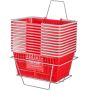 Shopping baskets, 12 pcs., 21 L, plastic, red, with handle and stand