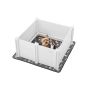 Dog whelping box with adjustable door, PVC, 38.6x38.6x18.1 inches, milky white