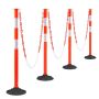 Red traffic restriction posts with chain, 871 mm, with reflective stripes