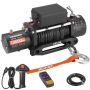 Electric winch 6100 kg, 12 V, synthetic rope 9.5 mm x 26 m, remote control, IP55