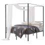 Full size black metal bed frame with canopy and headboard