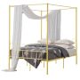 Double bed metal frame with canopy, gold color