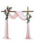 Artificial pink wedding arch flower set with curtains, 4 pcs.