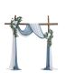 Artificial wedding arch flower set with curtains, blue, 4 pcs.