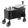 Rolling ice cream cart 75.7 L with telescopic handle and wheels, black