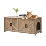 Wooden cat litter box cabinet with double compartments, gray, 119x45x50 cm