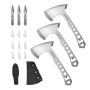 Throwing axes and tomahawks, 3 axes and 3 knives, stainless steel, black case