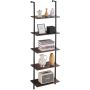Ladder-type open shelf with metal frame, 17.3x11.8 inches, black, 5 tiers