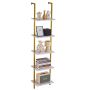 Ladder shelf, 5 tiers, metal frame, gold white, 15.6x11.8 inches.
