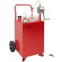 20 Gallon Portable Fuel Tank with Pump, Wheels and Hose, Red