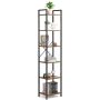 Metal 6-tier industrial bookshelf, vintage, narrow