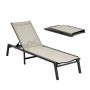 Outdoor chaise lounge chair, aluminum, foldable, 5 positions, 181 kg capacity