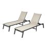 Outdoor sun lounger set 2 pcs., aluminum, foldable, 5 positions