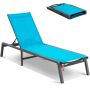 Aluminum folding sun lounger with 5 adjustable positions, blue