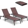 Outdoor aluminum sun loungers, 5 positions, brown, 2 pcs.