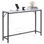 Marble console table with electrical outlet, metal structure, narrow