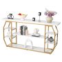 Marble gold console table with iron supports, 3 tiers