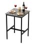 Bar table with metal frame, 24x24x36 inches, brown and black