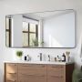 Wall-mounted makeup mirror, 32x72 inches, aluminum frame, scratch-resistant
