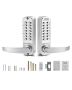 Mechanical keyless door lock, 14 keys, stainless steel, silver