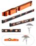 4-piece torpedo aluminum spirit level set, fluorescent, 10-48 inches, magnetic
