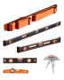 4-piece magnetic torpedo spirit level set, aluminum, fluorescent