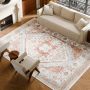 Large washable rug 9x12 feet, non-slip, tear-resistant, brown-red, for children's room, living room