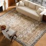 Large 9x12 ft Washable Non-Slip Vintage Rug, Brown Green