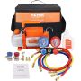 1/5 HP 3.5 CFM Rotary Vacuum Pump HVAC with Gauge Kit and Hoses (R134a, R410a)
