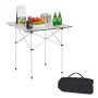 Folding aluminum camping table with carrying bag, silver