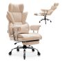 Executive office chair with high backrest, PU leather, brown, swivel